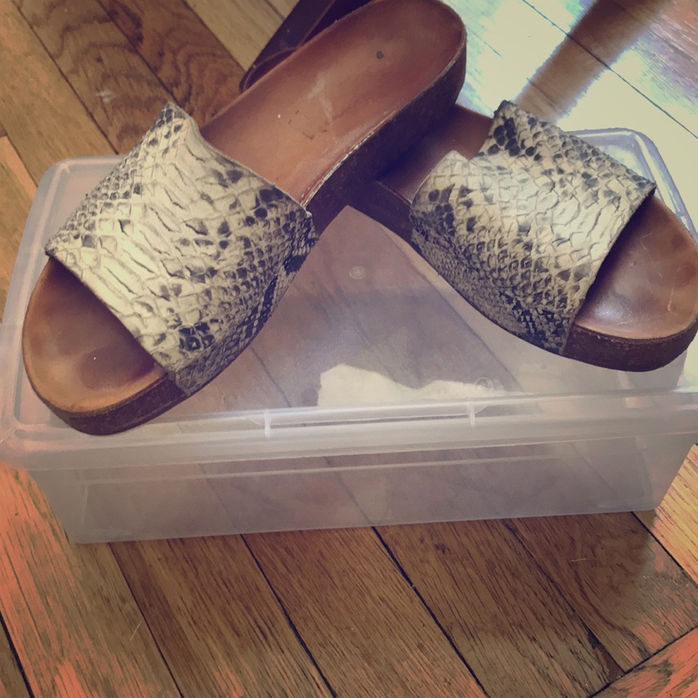 Gorgeous snakeskin leather slides!